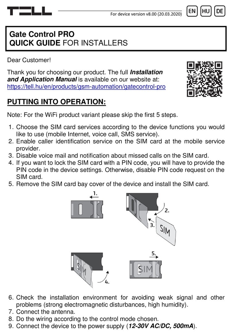 tell Gate Control PRO Quick Guide for Installers