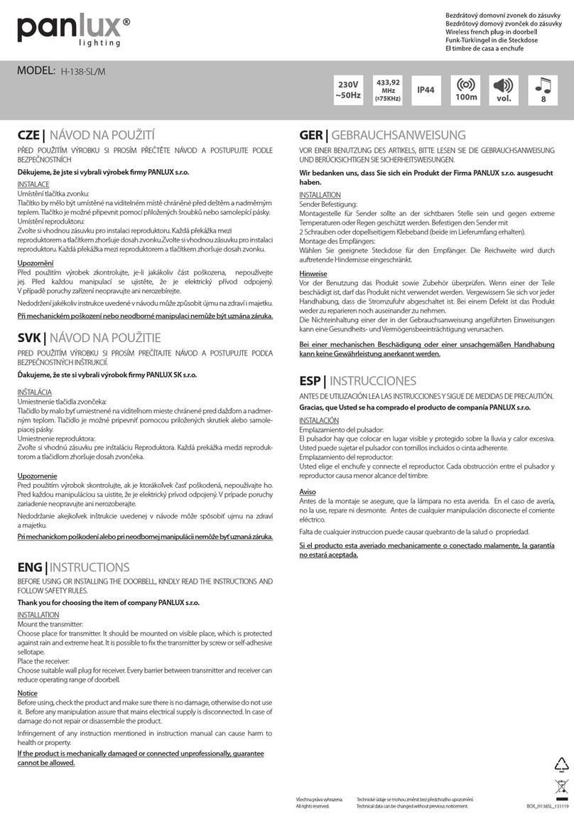 Panlux H-138-SL/M instructions
