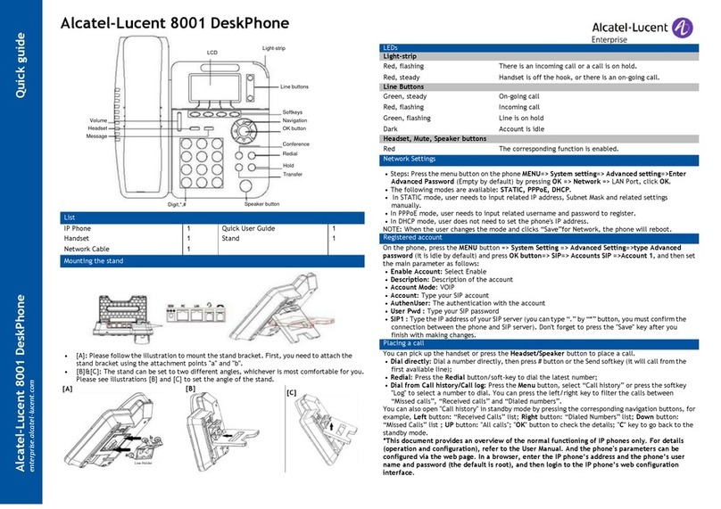 Alcatel-Lucent DeskPhone 8001 User manual Alcatel-Lucent DeskPhone 8001 User manual