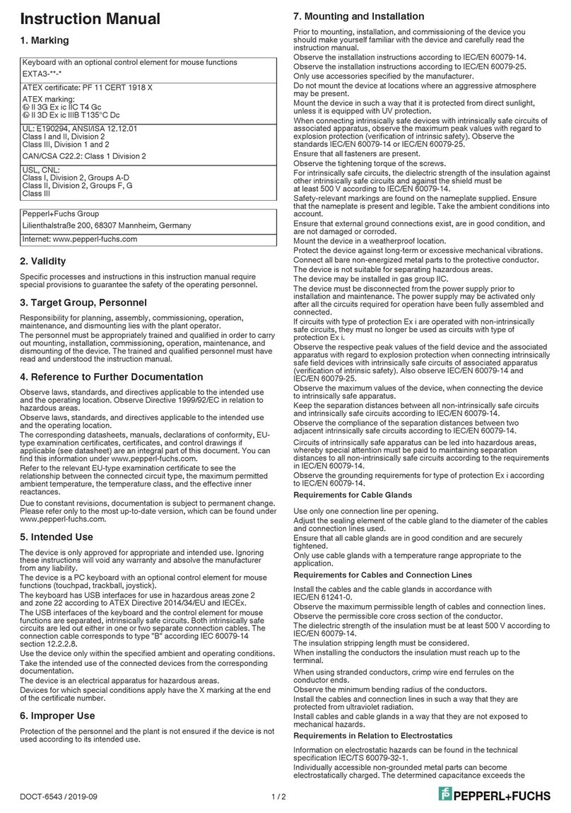 Pepperl+Fuchs EXTA3 Series User manual
