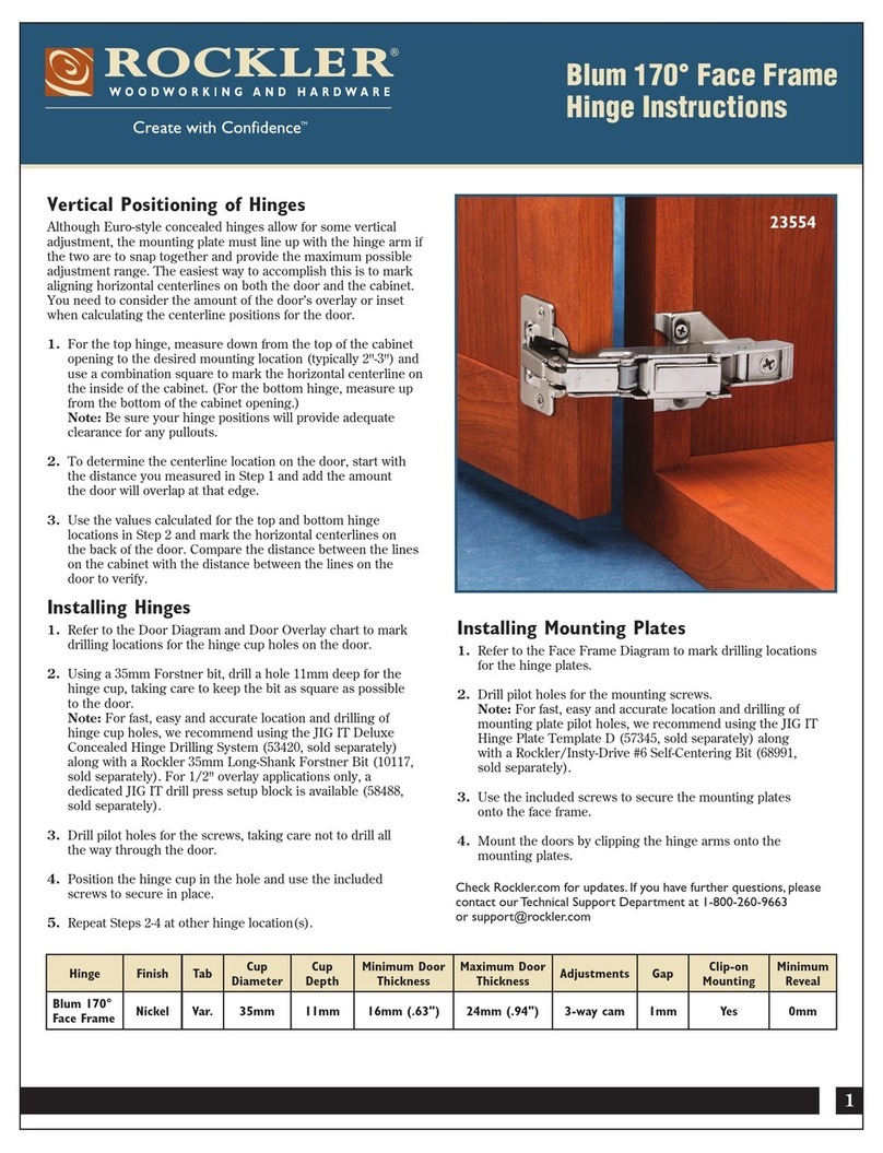 Rockler Blum 170 Face Frame User manual