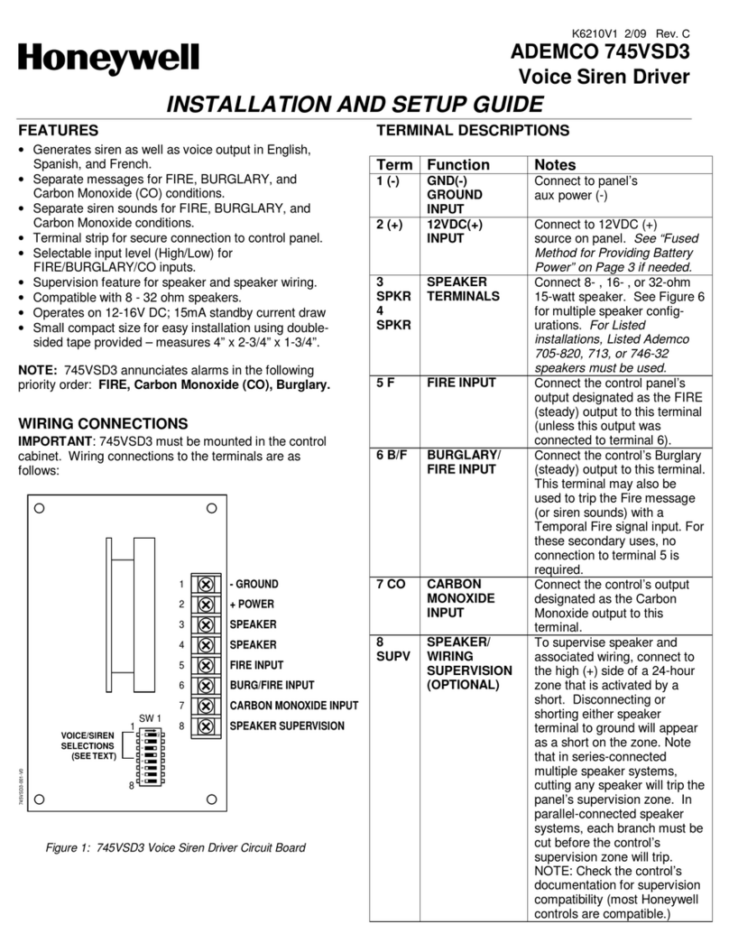 Honeywell ADEMCO 745VSD3 Assembly instructions Honeywell ADEMCO 745VSD3 Assembly instructions
