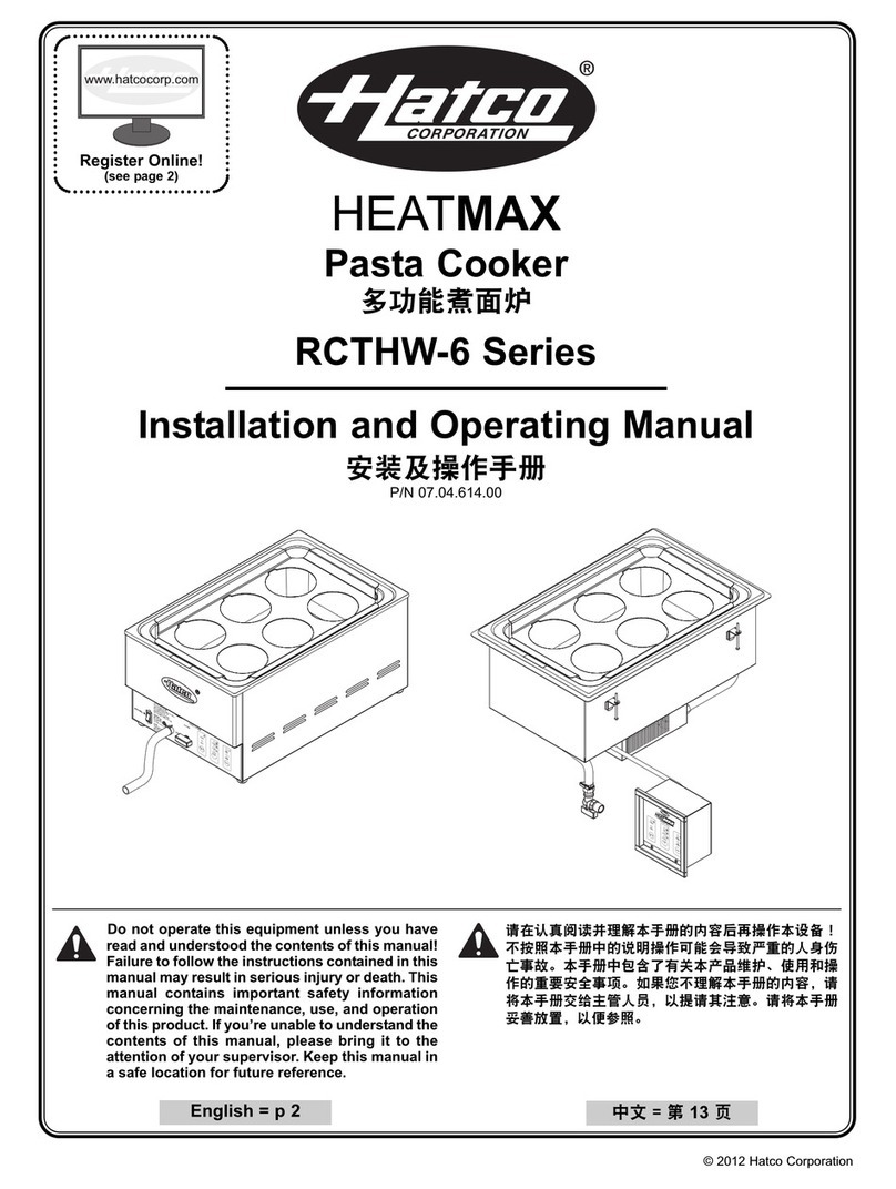 Hatco HEATMAX RCTHW-6 Series Installation and operating manual
