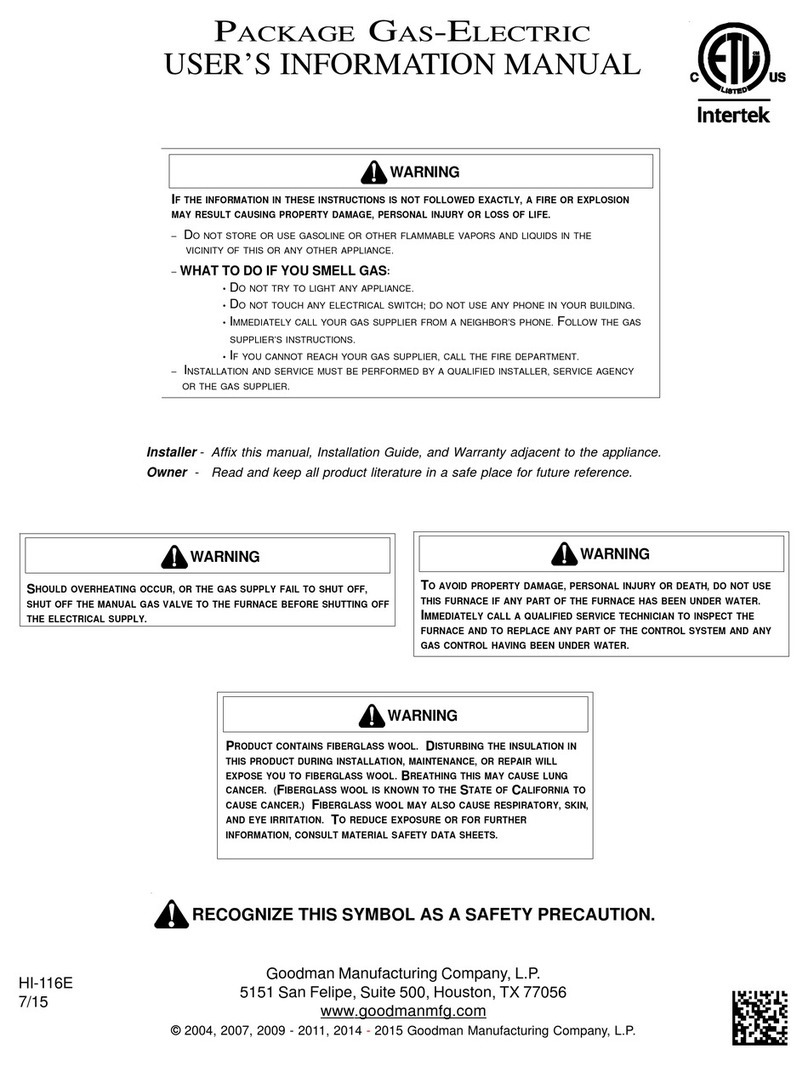 Goodman GPG16 User's information manual