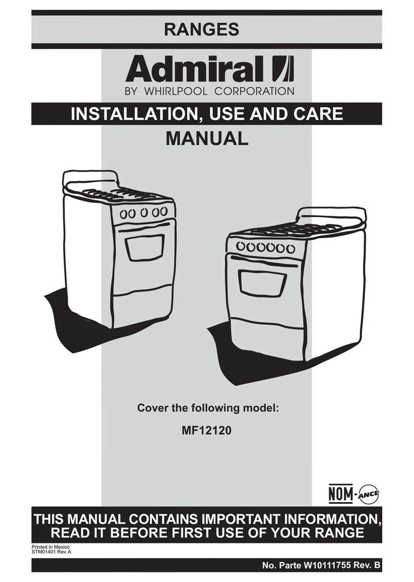 Whirlpool Admiral mf12120 Installation use and care manual