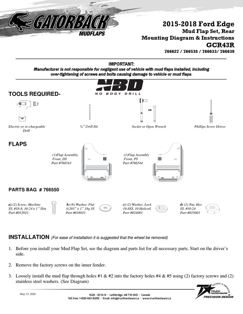Gatorback Mudflaps GCR43R Mounting Diagram & Instructions
