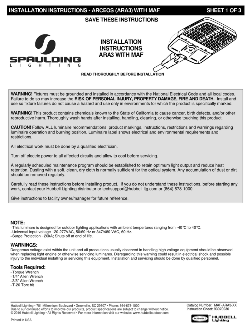 Spaulding Lighting ARCEOS ARA3 installation instructions