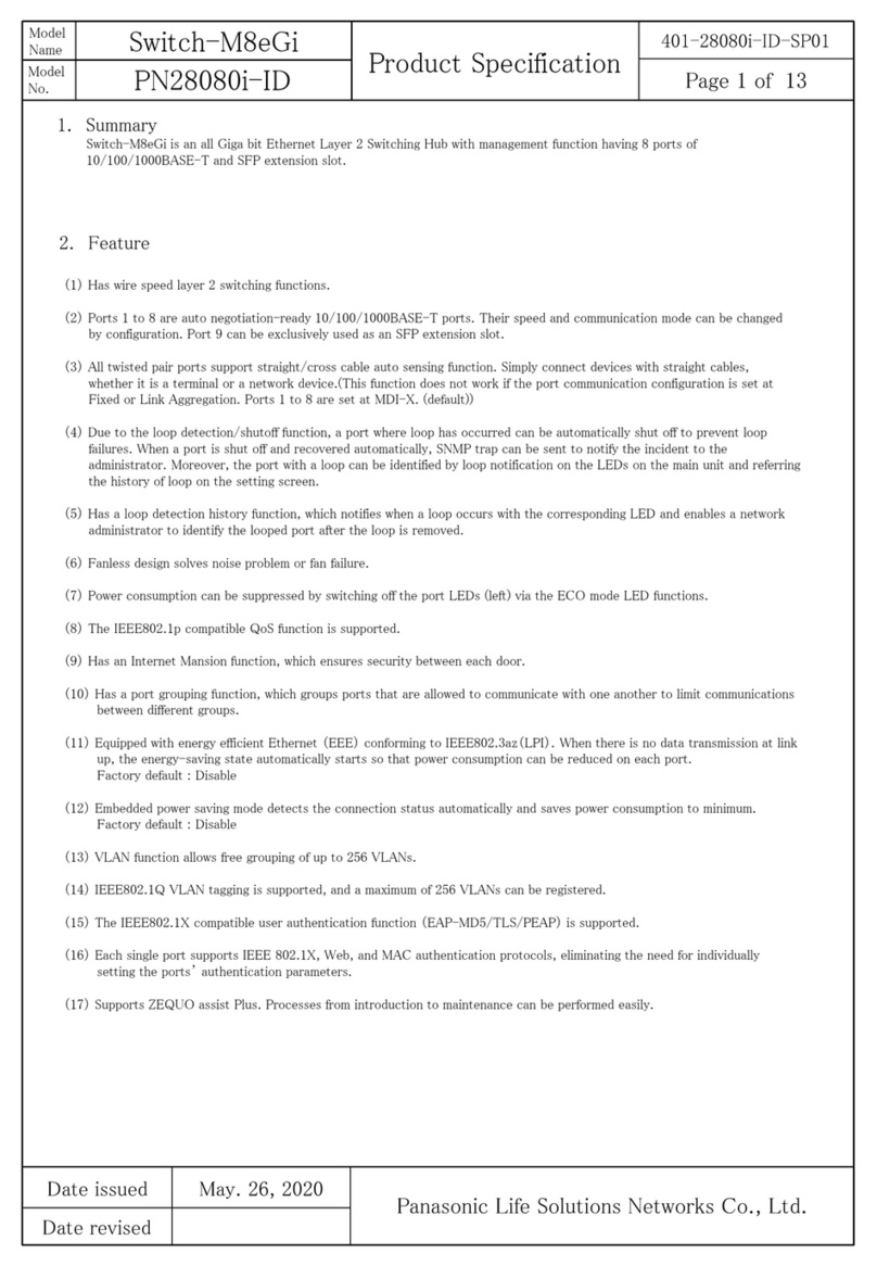 Panasonic Switch-M8eGi Series Owner's manual