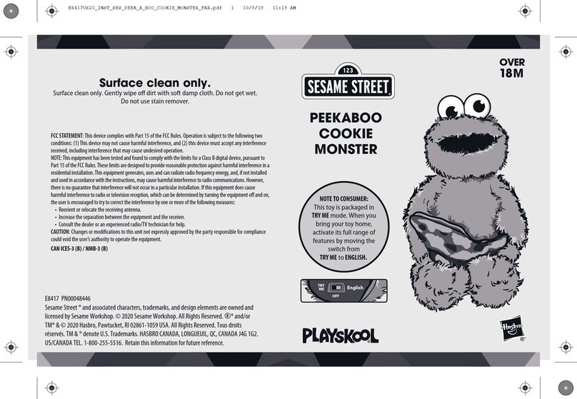 Hasbro PLAYSKOOL SESAME STREET PEEKABOO COOKIE... User manual