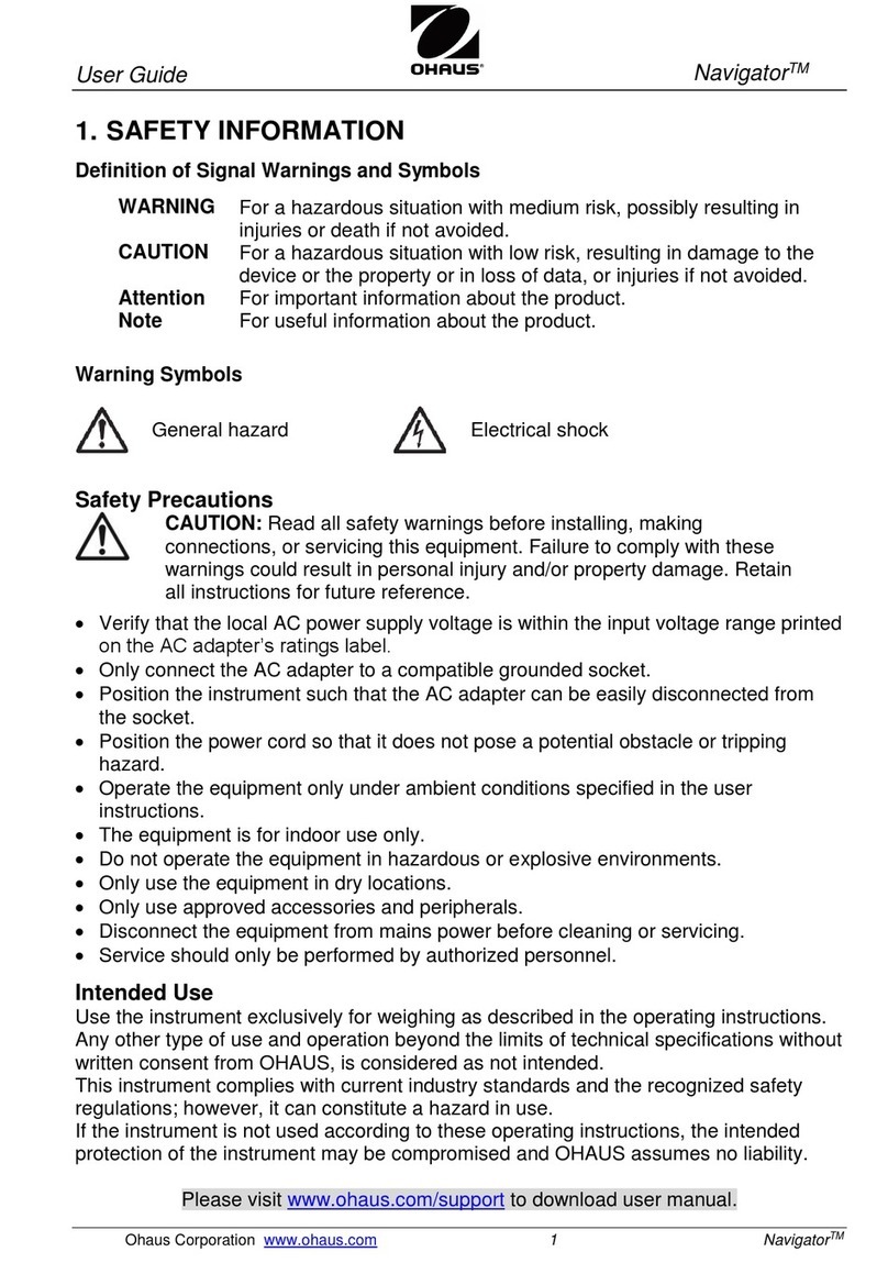 OHAUS Navigator NVT1601M user guide