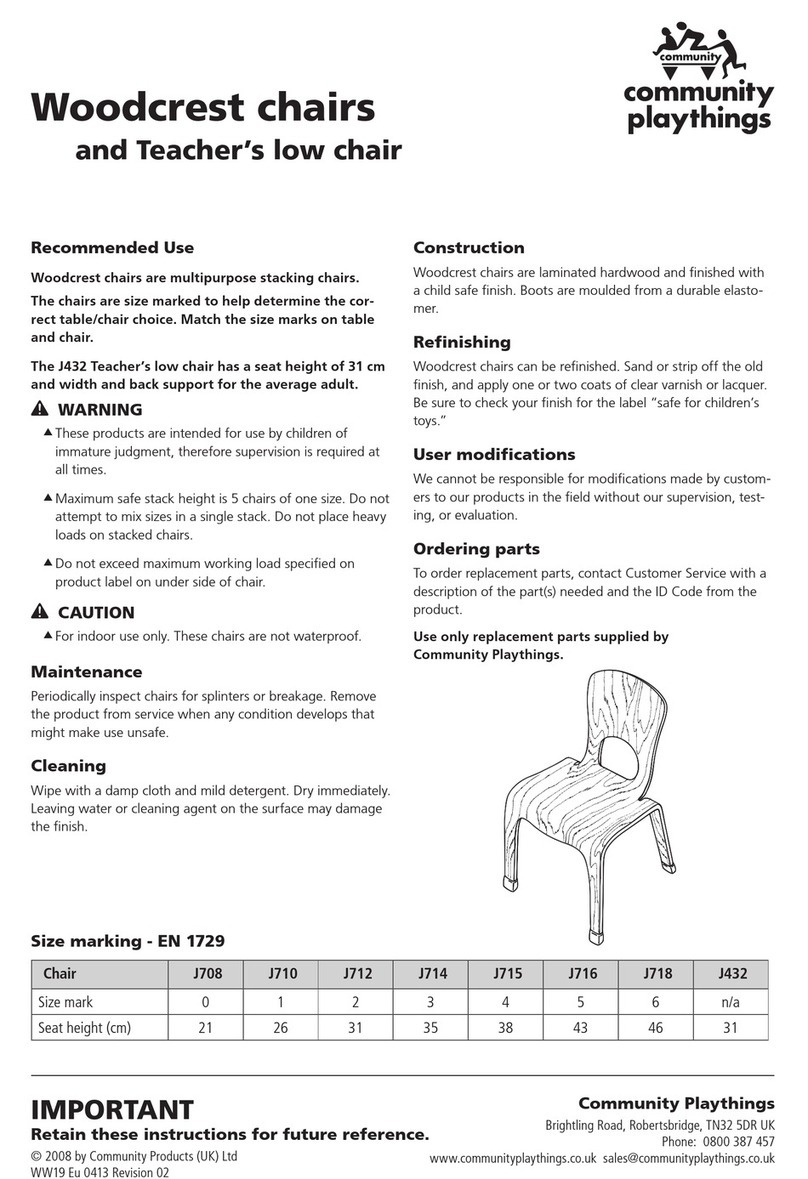 Community Playthings Woodcrest chair J708 User manual
