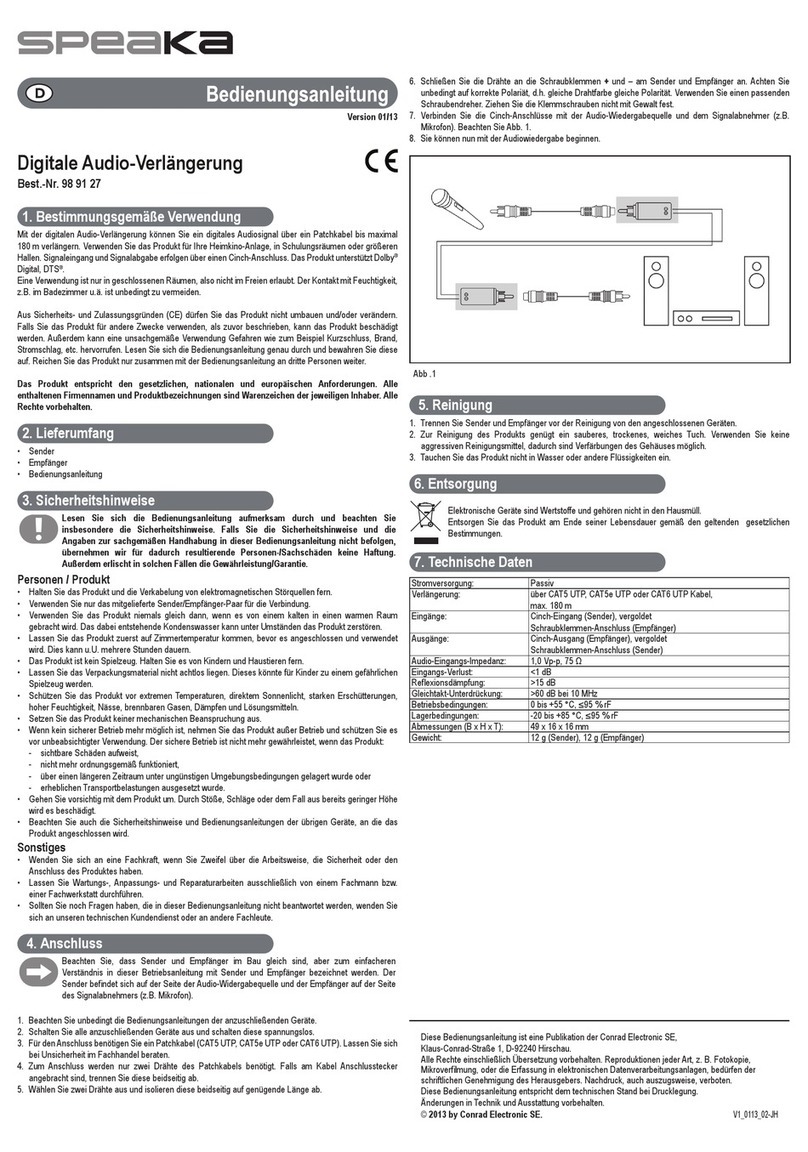 Speaka 989127 operating instructions
