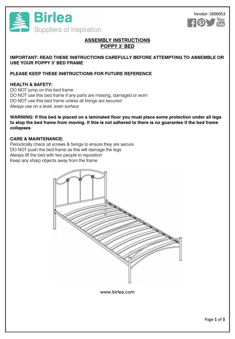 Birlea POPPY 3’ BED User manual Birlea POPPY 3’ BED User manual