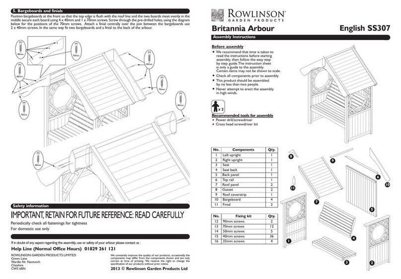 Rowlinson Garden Products Britannia Arbour Assembly instructions