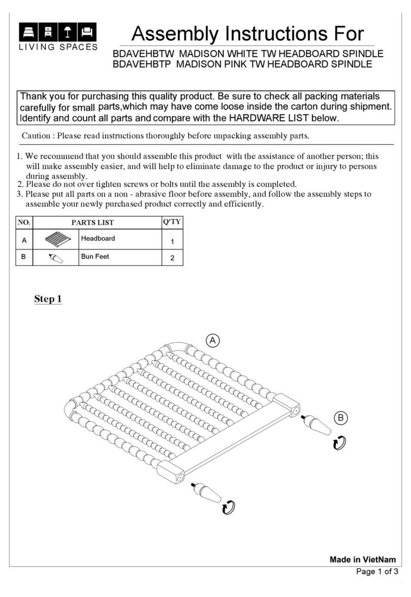 Living Spaces MADISON TW/FL RAILS SPINDLE BED BDAVERSFTS User manual