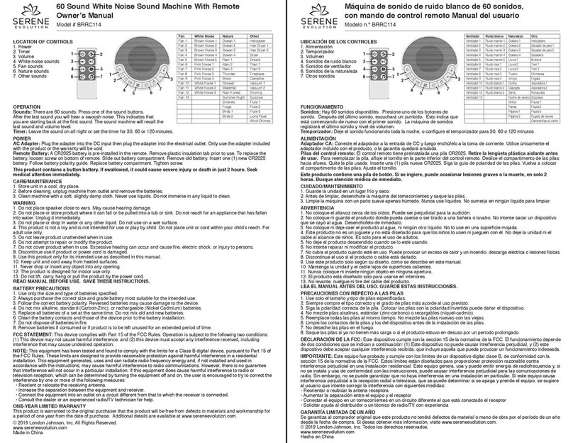 Serene Evolution BRRC114 owner's manual Serene Evolution BRRC114 owner's manual