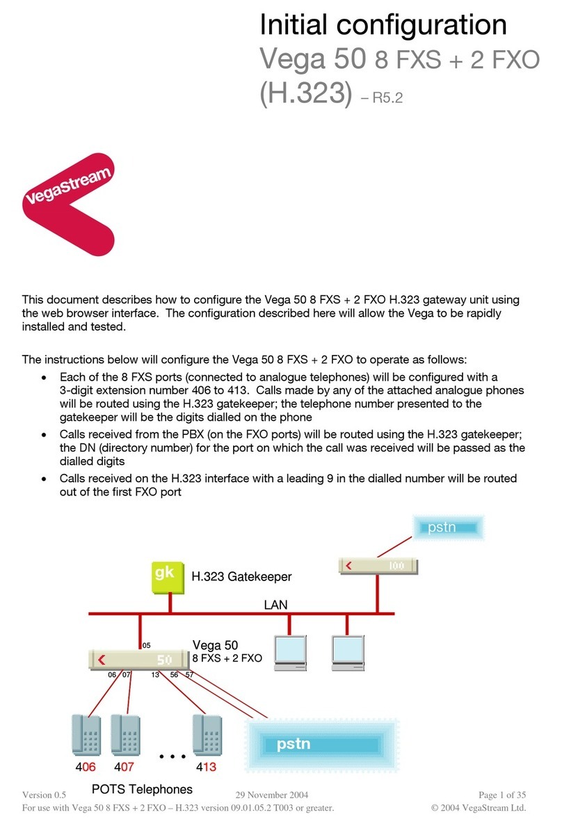 VegaStream Vega 50 8 FXS + 2 FXO Initial configuration guide