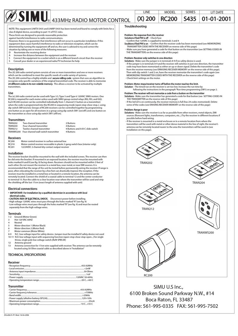 Simu (X) 200 TRAN202 User manual