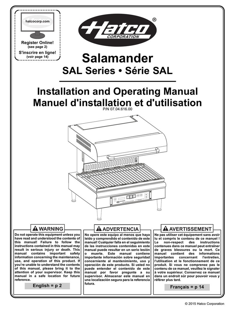 Hatco SAL Series Installation and operating manual