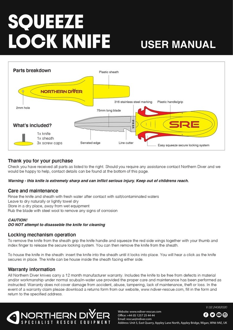 Northern Diver SRE SQUEEZE LOCK KNIFE user manual