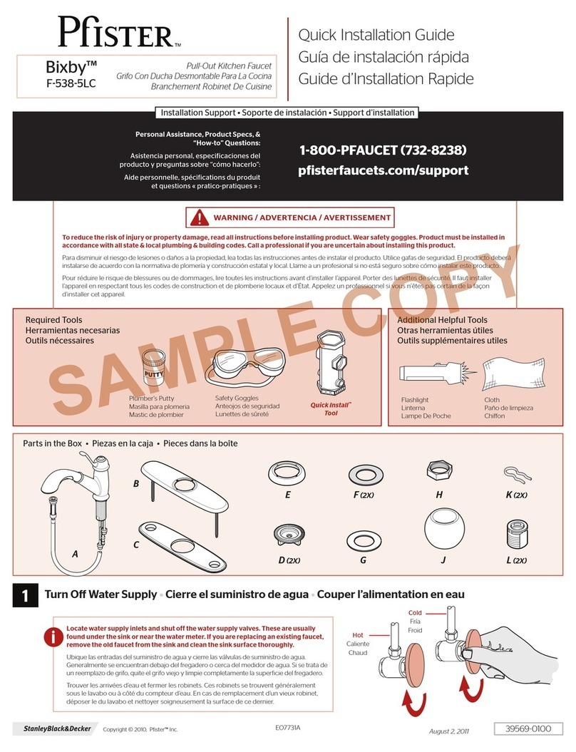 Pfister Bixby F-538-5LC Quick installation guide