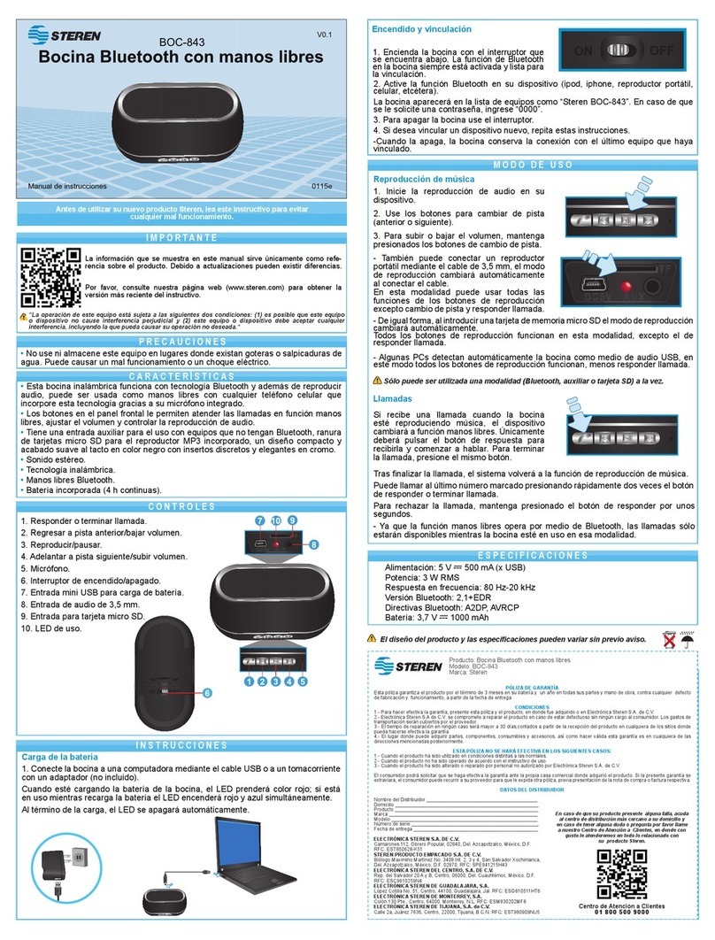 Steren BOC-843 instruction manual