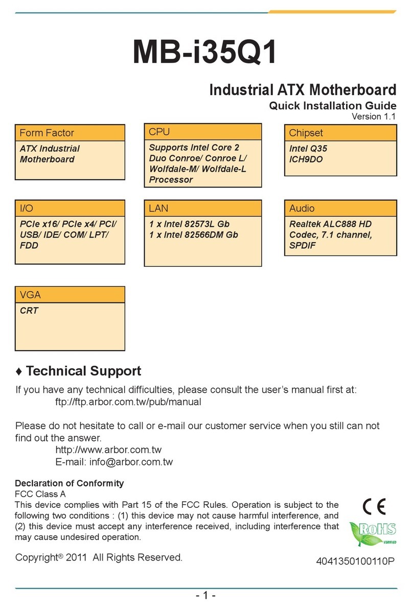 Arbor Technology MB-i35Q1 User manual