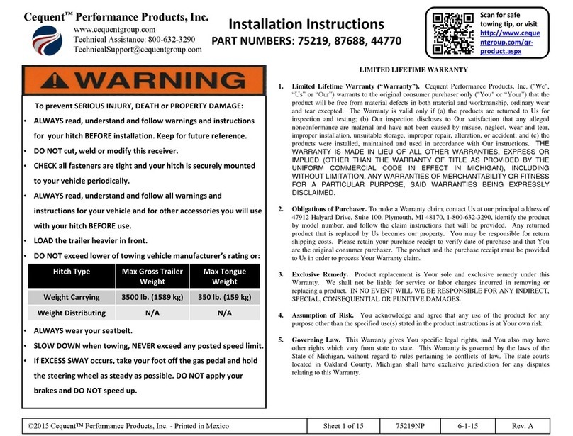 Cequent Performance Products 75219 installation instructions