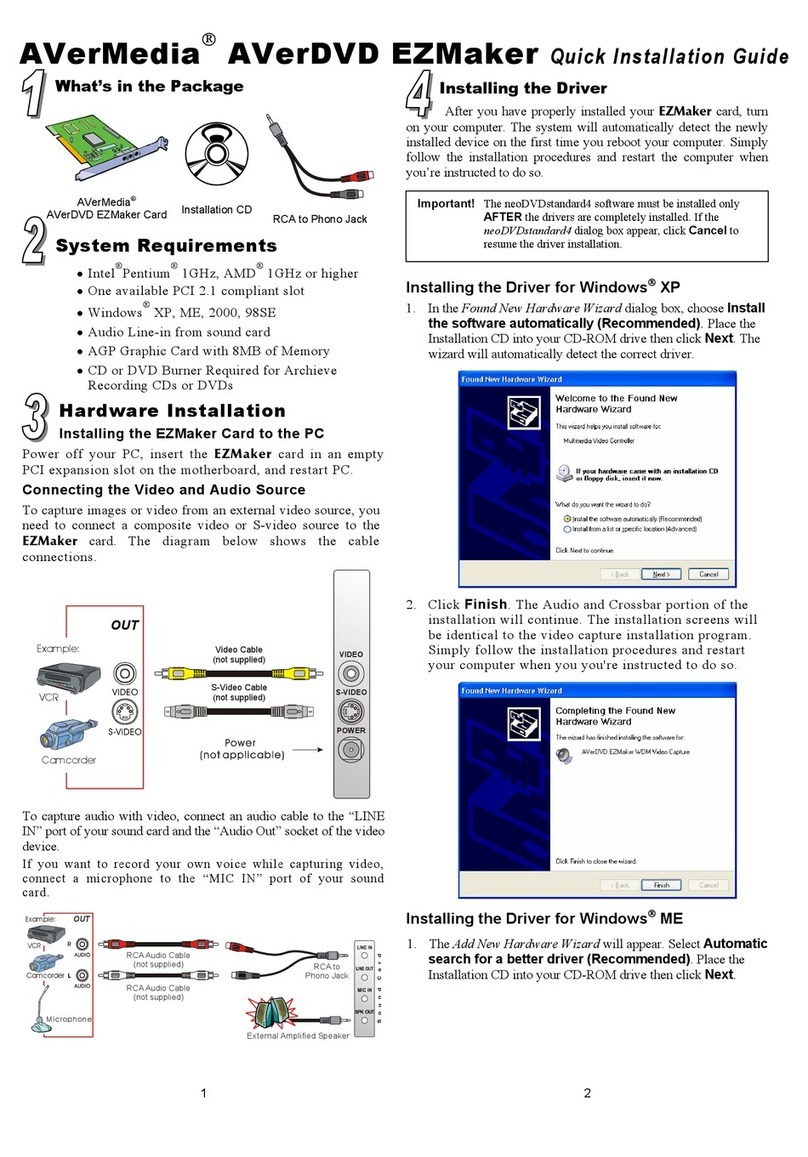 Avermedia AVerDVD EZMaker Quick installation guide