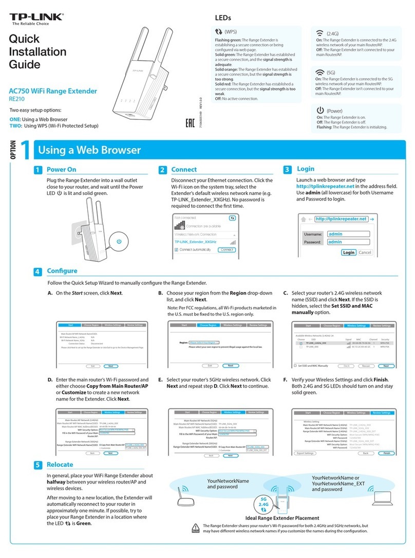 TP-Link RE210 Quick installation guide