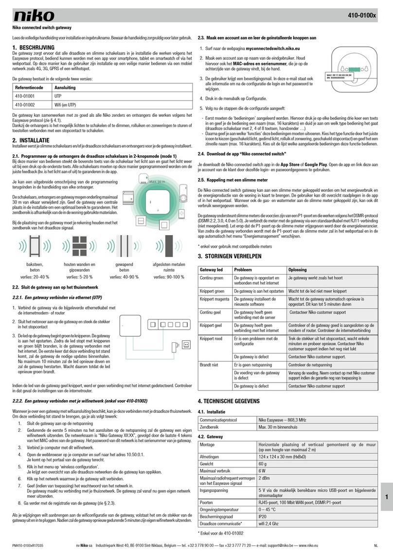 Niko 410-0100 Series manual