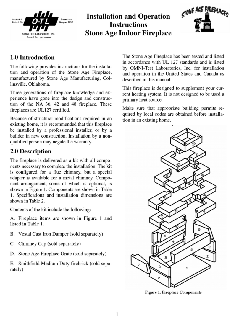 Stone Age Fireplaces NA 36 Installation and operation instructions