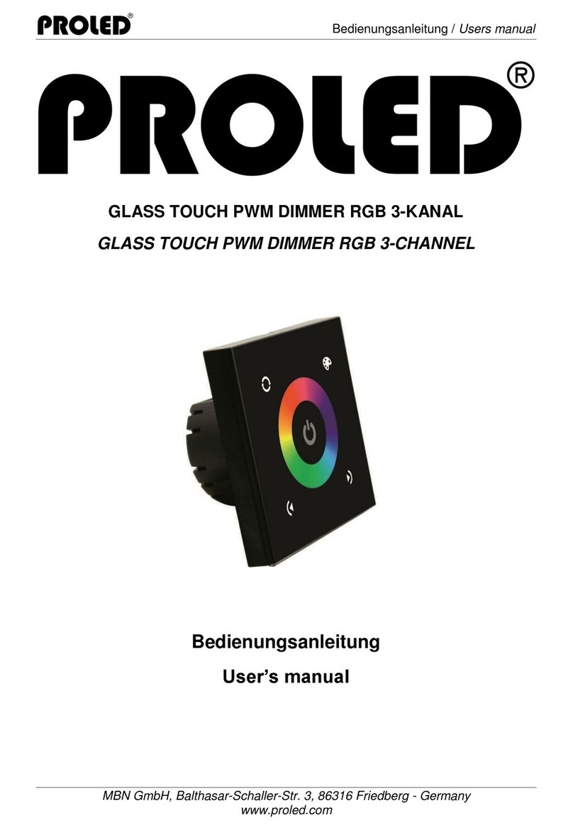 PROLED GLASS TOUCH PWM DIMMER RGB 3-CHANNEL User manual