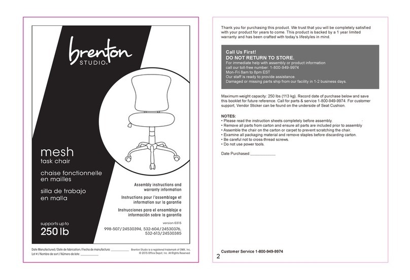 OMX Brenton Studio Mesh Task Chair Assembly instructions and warranty information