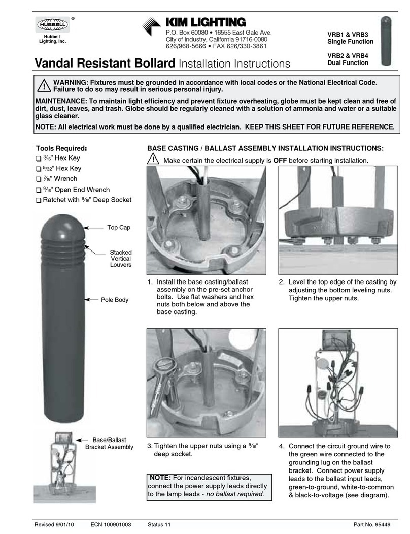 HUBBELL LIGHTING KIM LIGHTING VRB1 installation instructions
