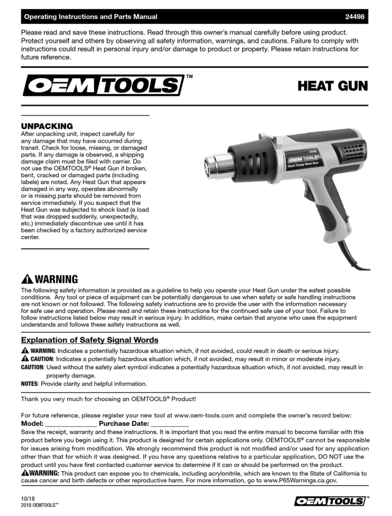 OEM Tools 24498 Operating instructions and parts manual