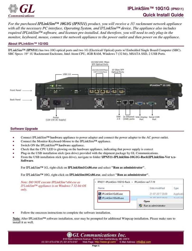 GL Communications IPLinkSim 10G1G Quick install guide