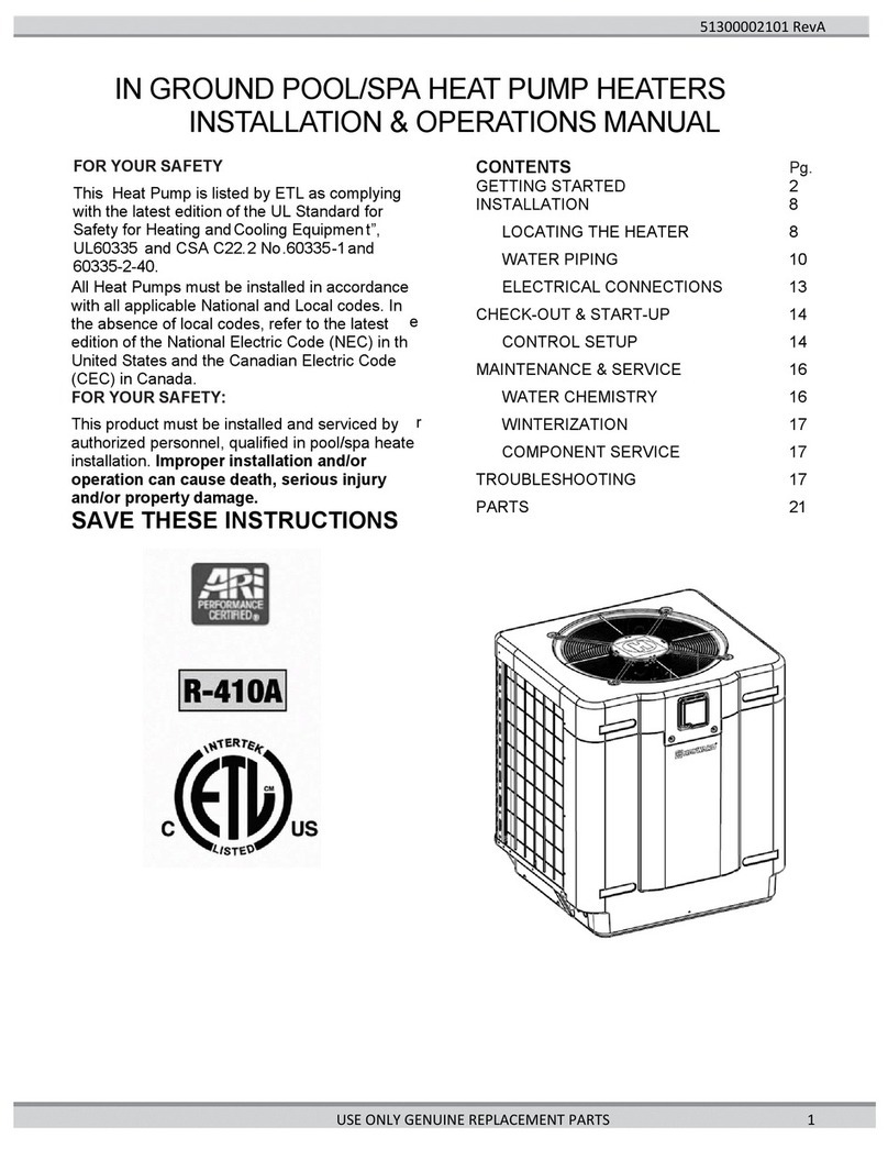 Hayward Pool HeatPro VS HP50951T Installation & operation manual