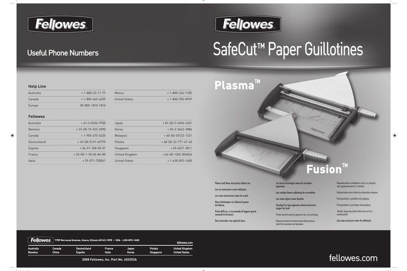 Fellowes SafeCut Plasma Series quick start guide