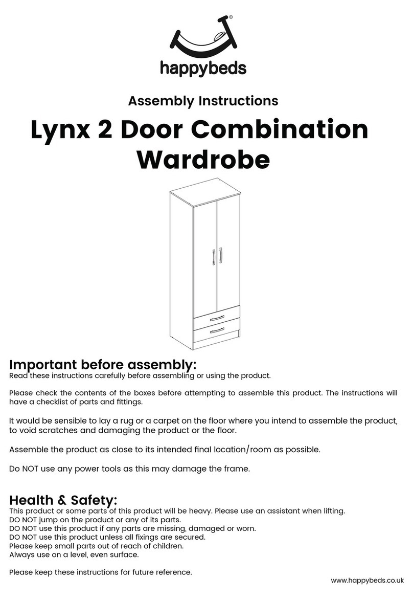 Happy Beds Lynx 2 Door Combination Wardrobe Assembly instructions