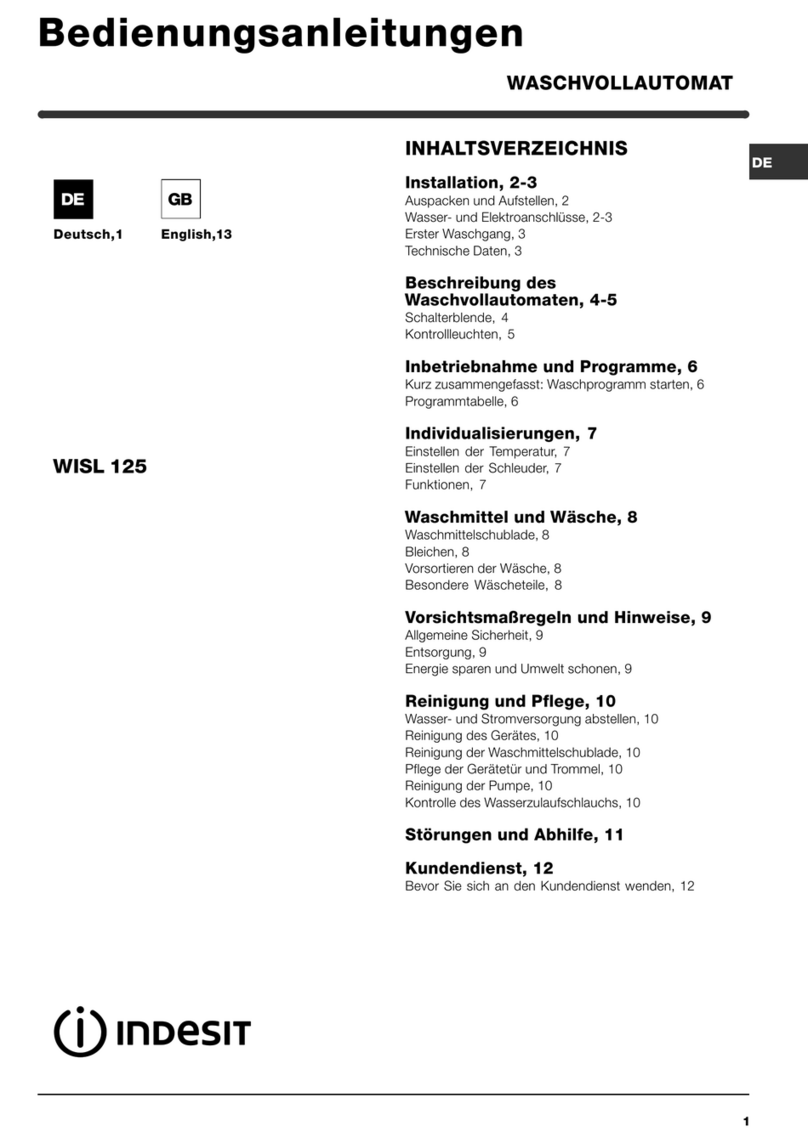 Indesit WISL 125 manual