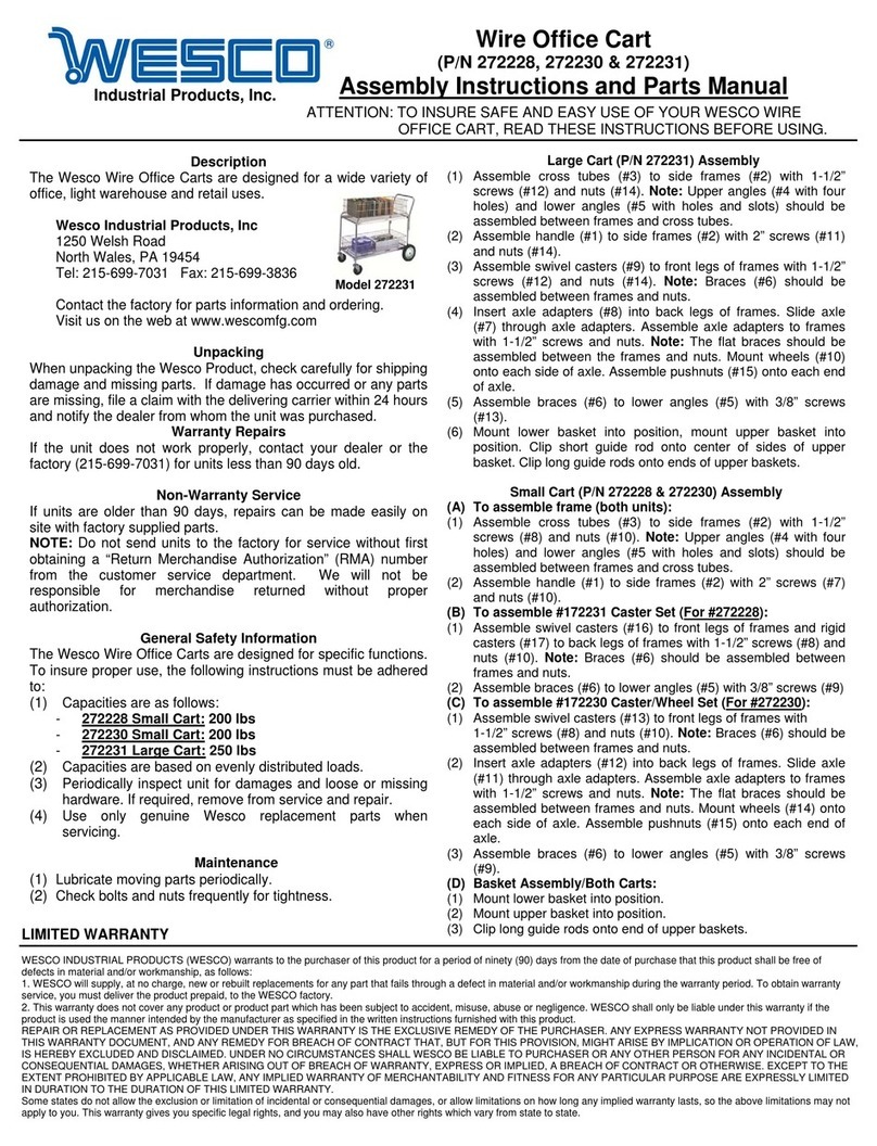 Wesco 272228 Assembly Instructions and Parts Manual Wesco 272228 Assembly Instructions and Parts Manual