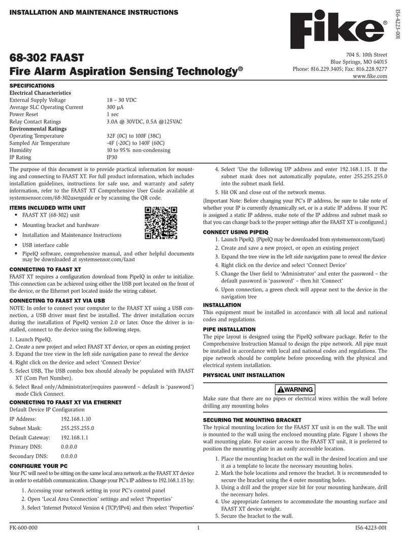 Fike FAAST XT 68-302 Installation and maintenance instructions