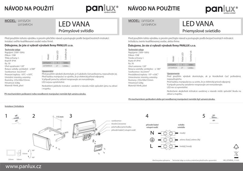 Panlux LED VANA LV15S/CH instructions