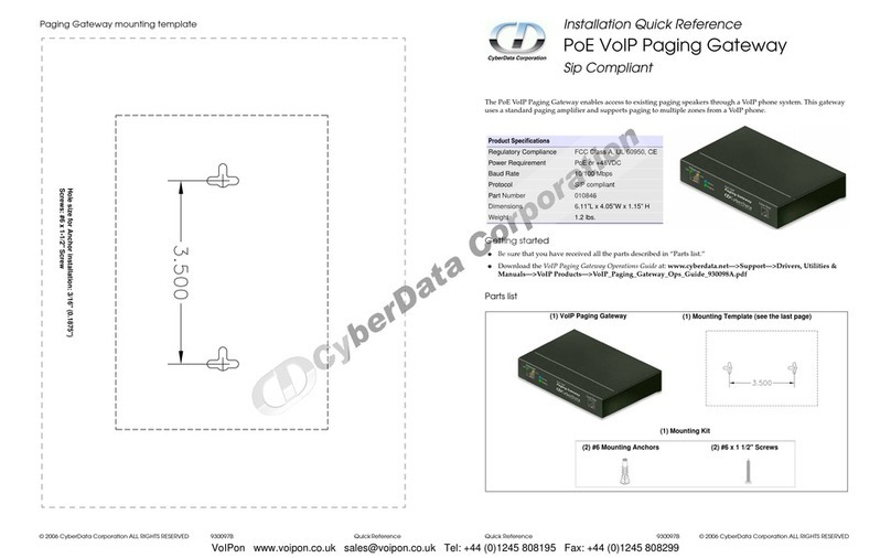 CyberData SiP Compliant 010846 Installation quick reference