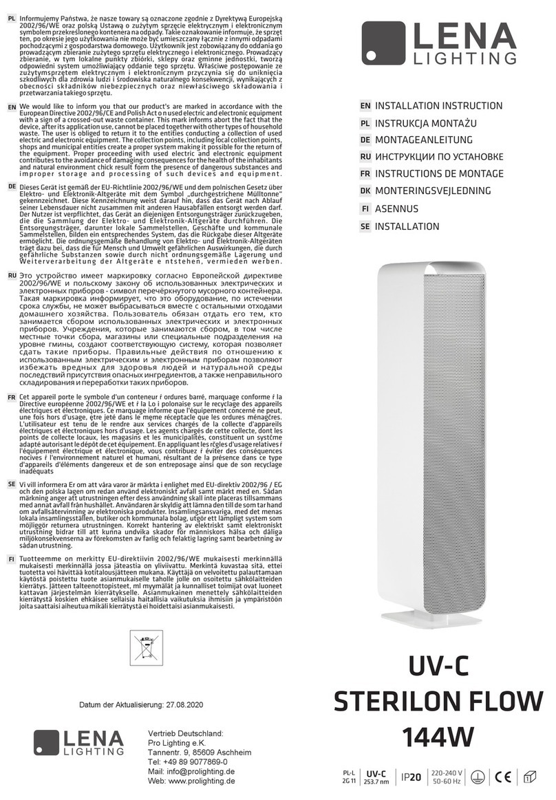 Lena Lighting UV-C STERILON FLOW 144W Installation instruction