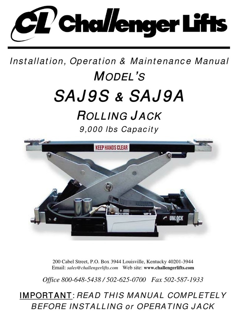 Challenger Lifts SAJ9S Installation, operation & maintenance manual