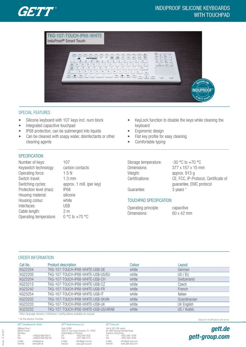 GETT INDUPROOF TKG-107-TOUCH-IP68-WHITE Series User manual