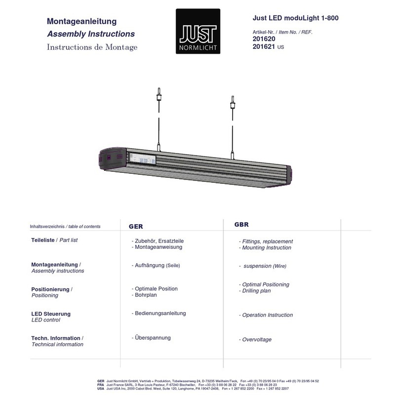 JUST NORMLICHT Just LED moduLight 1-800 Assembly instructions