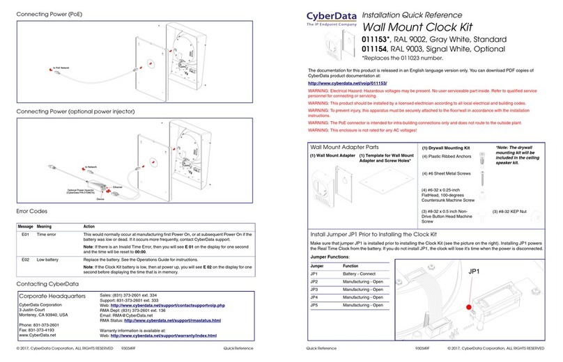 CyberData 011153 Installation quick reference